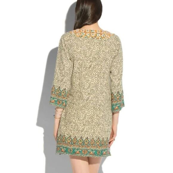 Lucky Brand Dashiki Shift Dress Cream Neon S - Picture 2 of 8
